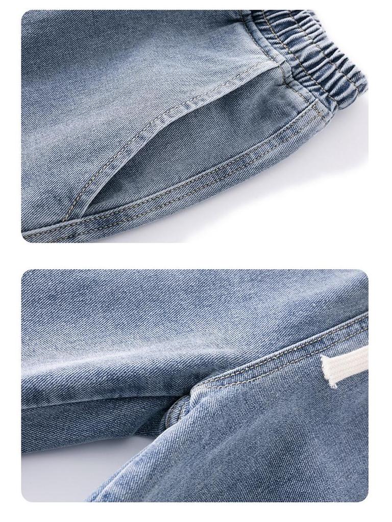 Muxiu Men's Autumn/Winter Loose Straight-Leg Elastic Waist Jeans