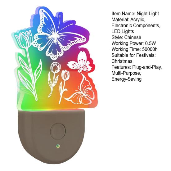 Night Light Christmas Tree Shape Projection 3D Effect Energy-saving Plug-Play LED Nightlight Holiday Decor