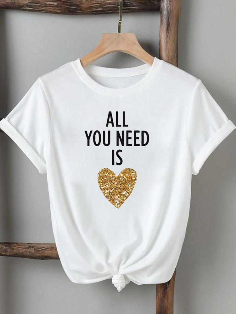 Love Heart Trend Îmbrăcăminte drăguță Tricou cu imprimare 3D Femei Tricouri cu mânecă scurtă Moda Casual T Top