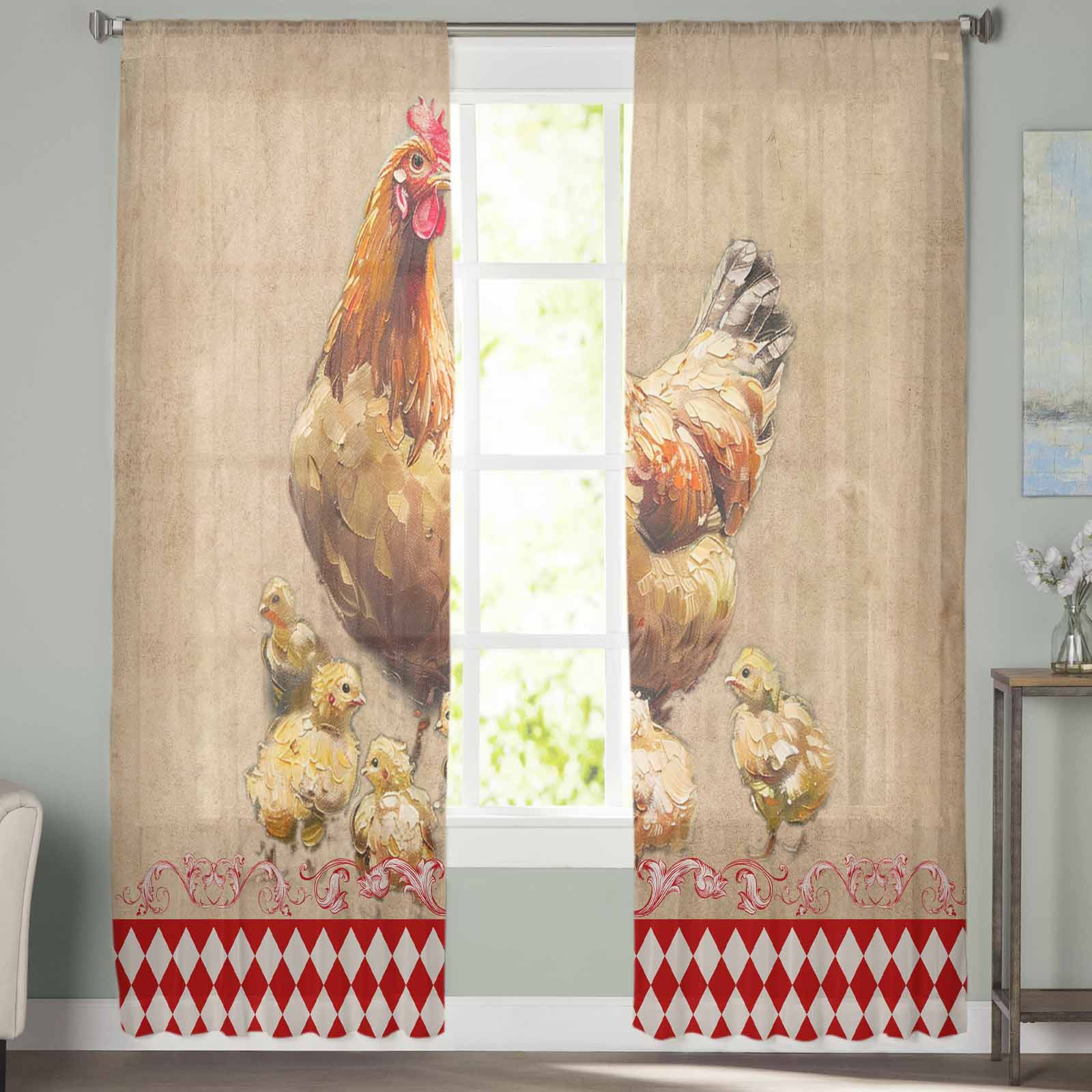 Ретро сельские фермерские куры тюль оконные шторы для спальни роскошный домашний декор — фото 3