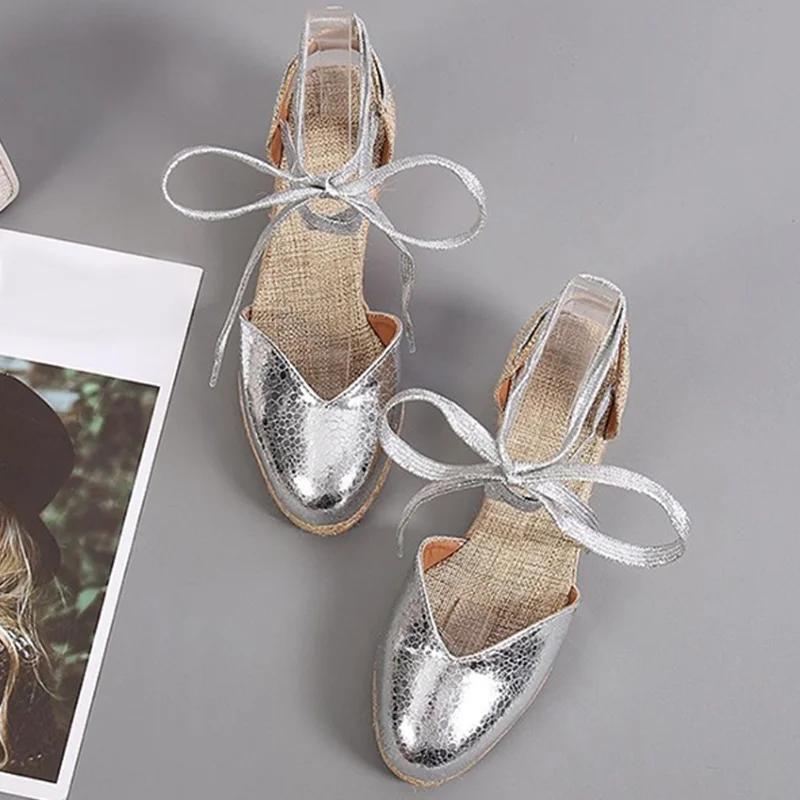 

Модные женские сандалии-клинья с ремешком на щиколотке, женские эспадрильи с узкой перемычкой и закрытым носком, женская летняя обувь, женские сандалии на платформе, новая обувь 34