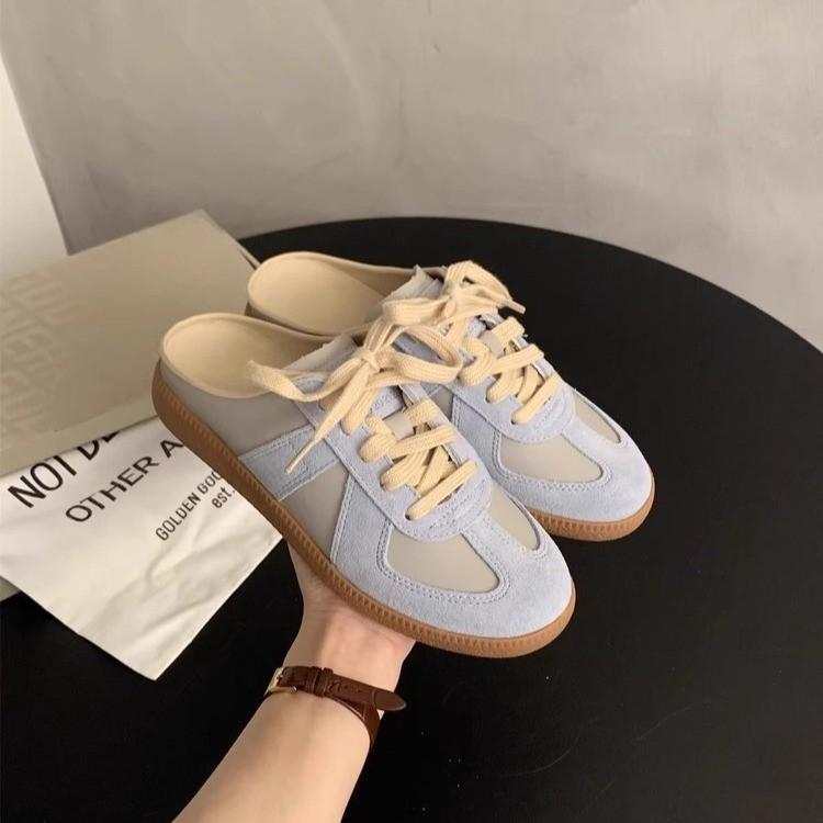 Baotou Half Slippers Women's Outer Wear 2025 Summer New Versatile Retro Moral Training Shoes Platform Without Heel One Pedal Lazy