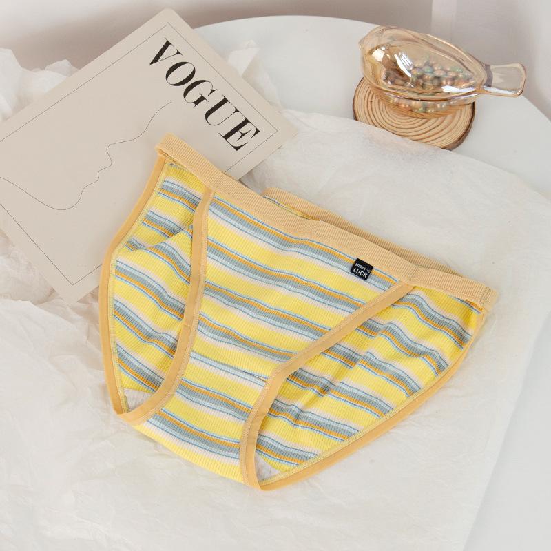 

Свежие сексуальные женские треугольные трусики с полосками контрастных цветов из чистого хлопка с низкой талией, нижнее белье для женщин, трусики L жёлтый