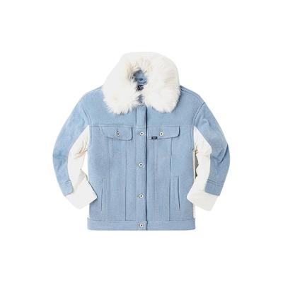 Single-Breasted Casual Loose Cotton Jacket Women Jackets Light-Blue LWT0012645PN00F-A0017