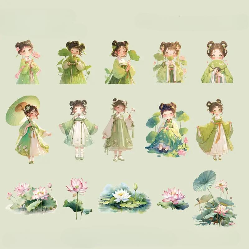 

30 шт. Романтичные модные и милые наклейки на тему девушки из ПЭТ-материала, водонепроницаемые и износостойкие, для коллажа, канцелярских принадлежностей, стаканчиков