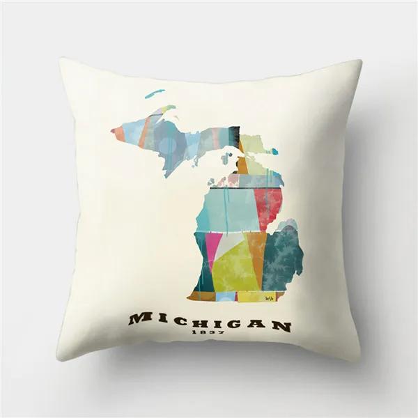 Colorful High City Building Print Decorative Pillow Case Bed Cafe Sofa Home Decor Polyester Square Cushion Cover 45X45Cm