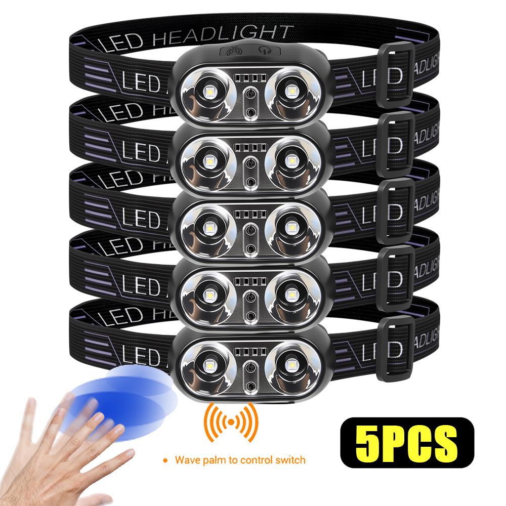 Strong Light Headlamp Mini Led Night Fishing Powerful Torch Head Lamp Outdoor Waterproof Camping Portable LED Sensor Headlamps
