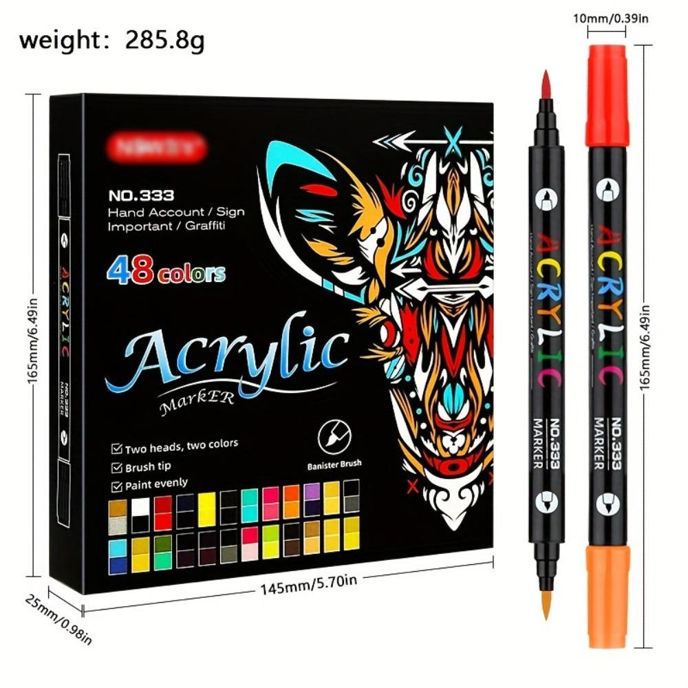 Dual Color Acrylic Paint Markers 24/48/72 Colors Dual Tip Markers Dual-ended Markers  Ceramic Craft