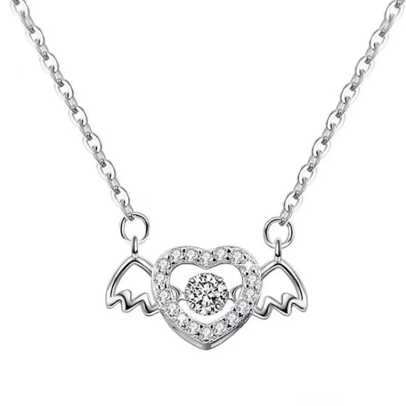 

Women s Heart Angel Wings Pendant Necklace: Luxurious and Versatile Clavicle Chain with a Sweet, Lively Design