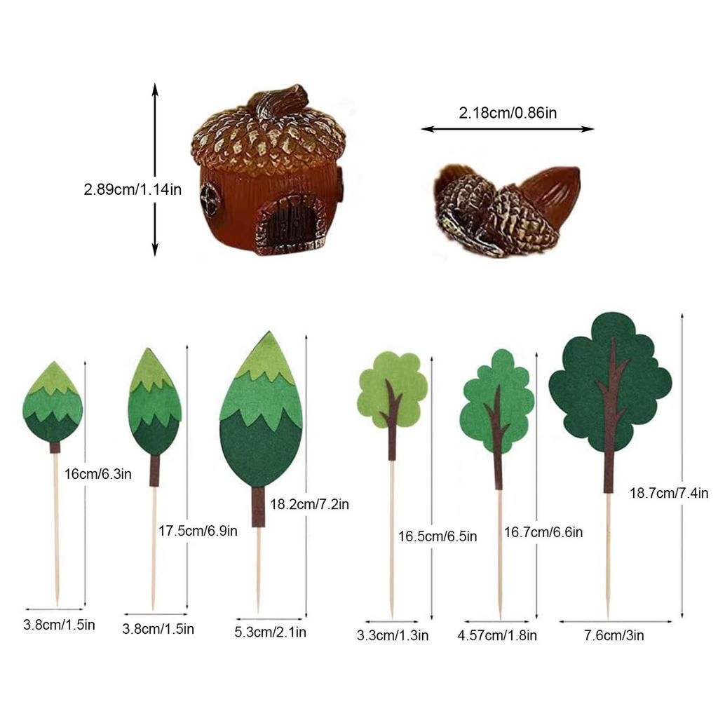 15 ks Lesní zvířátka Party Potřeby Veverka dortový topper Lesní zvířátka Dekorace na dort Lesní Dekorace na Baby Shower