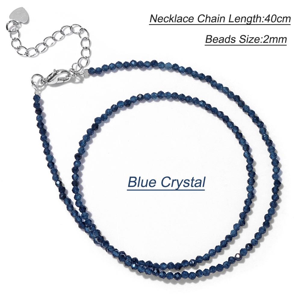 2mm Natural Crystal Beads Necklace Tiger Eye Stone Black Spinel Mix Quartzs Choker Clavicle Chains For Women Men Jewelry