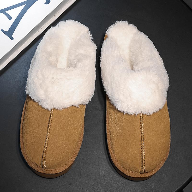 Moda Inverno Leggere Tinta Unita Antiscivolo Resistenti all'Usura Velluto Calde Pantofole Casual Mezzo Supporto Cotone Pantofole 36-43