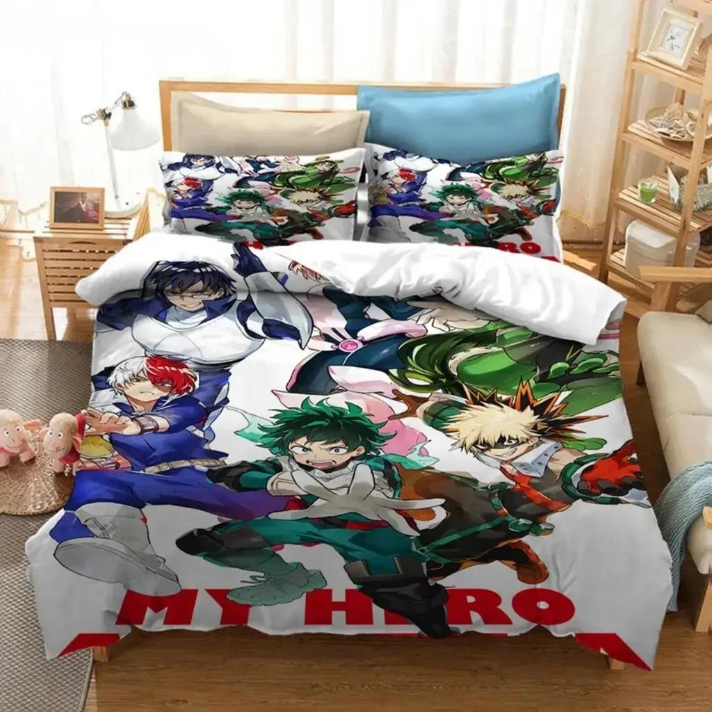 Anime My Hero Academia Bedding Set Boys Girls Twin Queen Size Duvet Cover Pillowcase Bed Boys Adult Fashion Home Textileextile