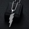 2026 Jewelry 18K Gold Plated Full Diamond Lightning Pendant Necklace Men's Jewelry Accessories