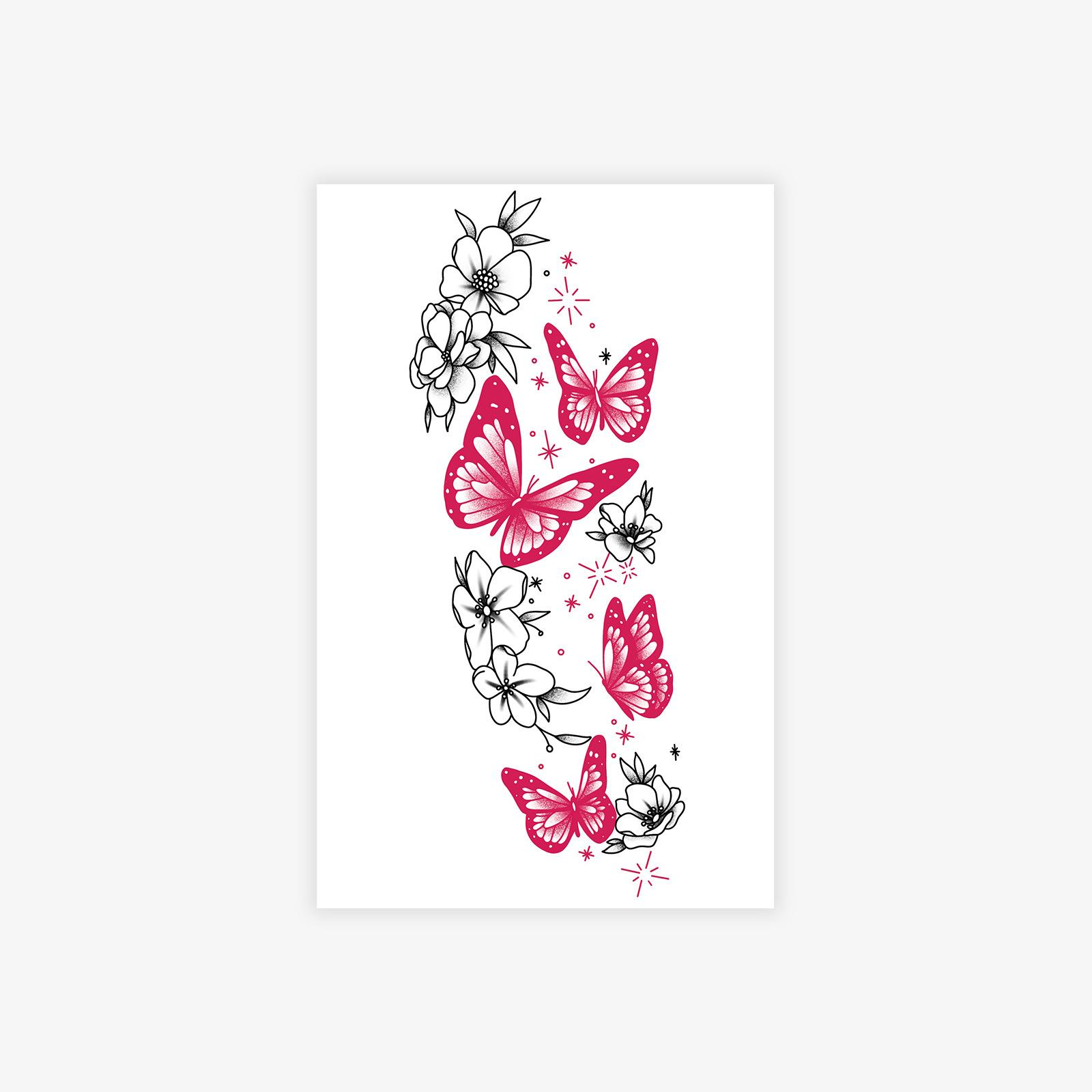 

Dopamine Color Butterfly Tattoo Sticker High Value Spice Girl Sweet Cool Tattoo Sticker 12*19