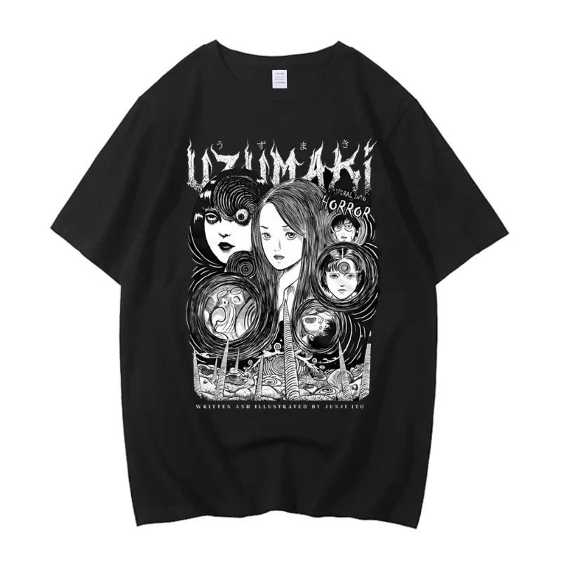 Pánské tričko Junji Ito Punk Hip Hop Tees Vysoce kvalitní ležérní tričko Anime grafická trička Unisex Streetwear Pánské tričko s krátkým rukávem