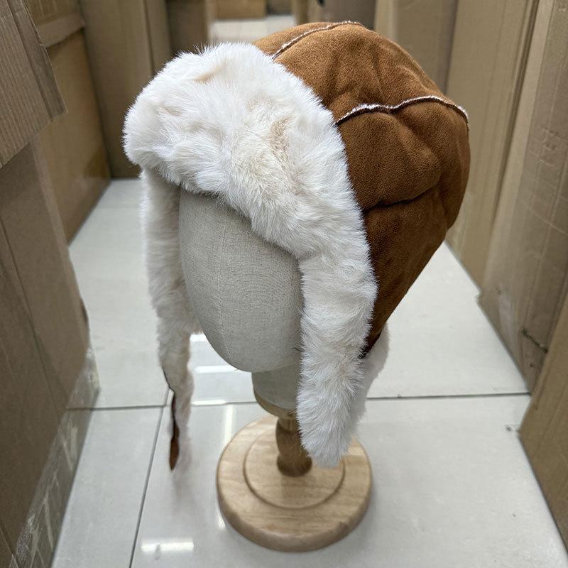 Lei Feng hat women's winter thickened warm retro pilot hat fur integrated windproof ear protection cycling locomotive hat
