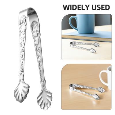 Stainless Steel Sugar Tong Rose Embossed Design Multipurpose Mini Food Tong for Ice Candy Sugar Buffet Bar Ice Cube Clip