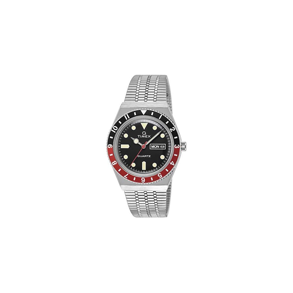 Timex Unisex Timex Q Black Red Watch 40mm Water Resistant Quartz Movement