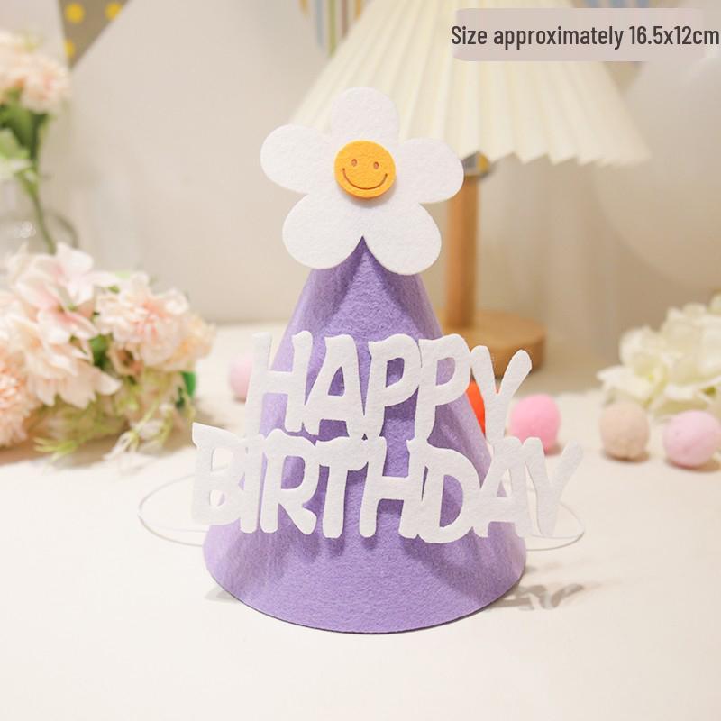 Daisy Decorated Baby Birthday Hat - Ideal for 1st Birthday Party Atmosphere and Photo Props