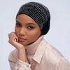 New Women Full Diamonds Donut Turban Cap Elastic Muslim Hijab Bonnet Hat Ladies Headband Turbans African India Caps