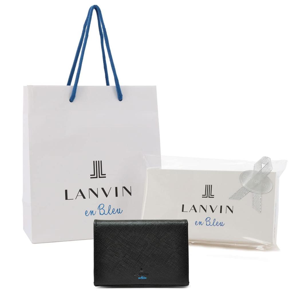 en Business Card Holder with Brand Shopper Gift Wrapping Large Capacity 345159 LANVIN en Bleu Our Limited Leather Black [LANVIN Bleu] Men's [01]