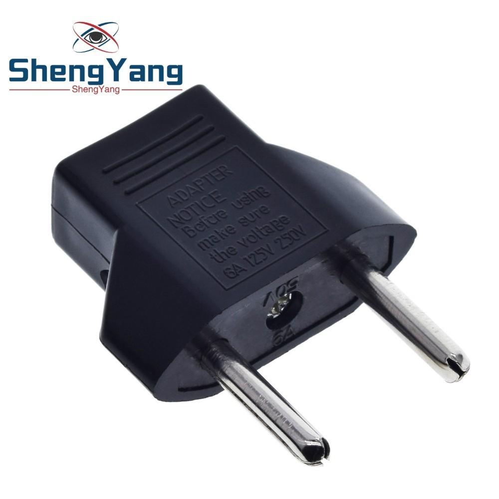 TZT Universal US To EU Plug USA To Euro Europe Travel Wall AC Power Charger Outlet Adapter Converter 2 Round Socket Input Pin