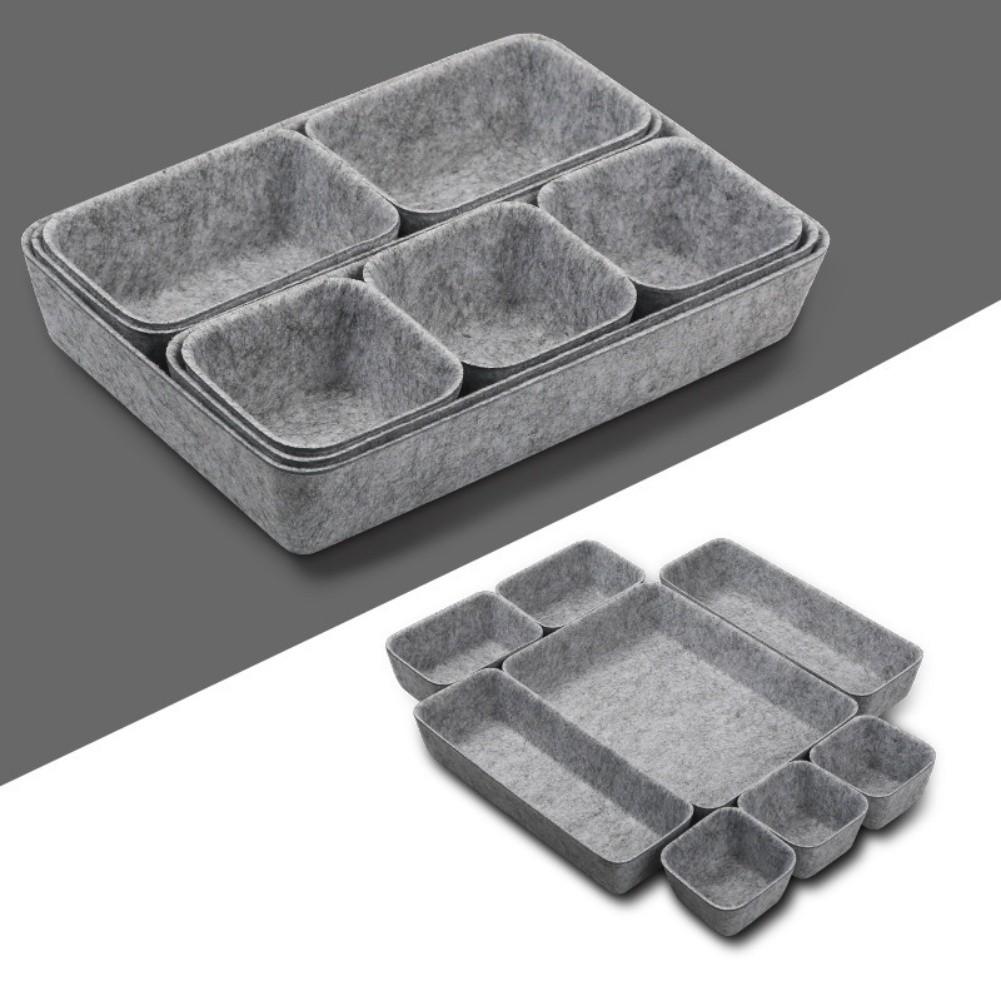 

Cosmetics Organizer Felt Storage Box Efficient Organization Shallow gray