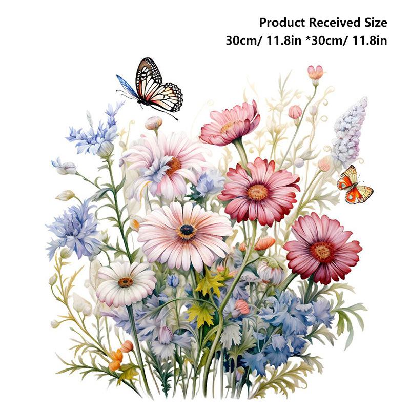 Bathroom Toilet Flower Stickers Minimalist Butterfly Flower Pattern Self-Adhesive Paintings For Bathroom Living Decorations