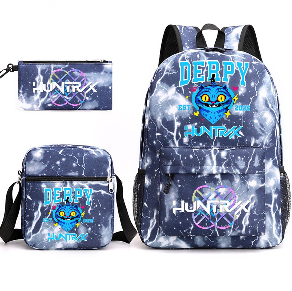 3Pcs/set Anime Printed Backpack with Shoulder Bag Pencil Case for Teenager Student Boy Girl School Bag Large Capacity Waterproof Bookbag Kid Gift