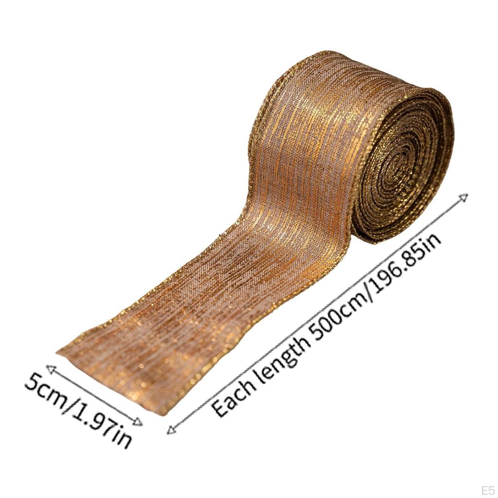 5cm Wide Christmas Decorative Ribbon, Ideal for Decorating A Tree, Greeting Cards Or Garland.