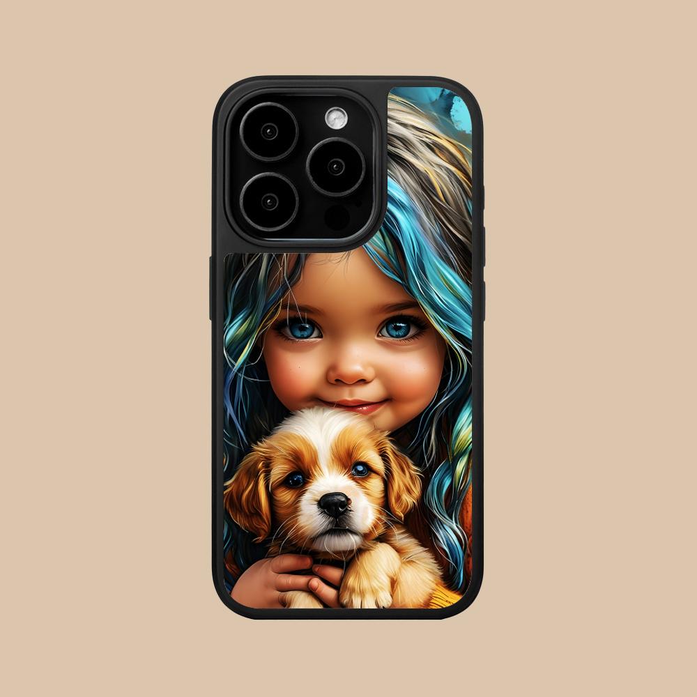 

Girl Dog Puppy Matte Surface Mobile Phone Case for iPhone 17 16 15 14 13 12 11 Air Pro Max Plus Colorful Cover iPhone 11