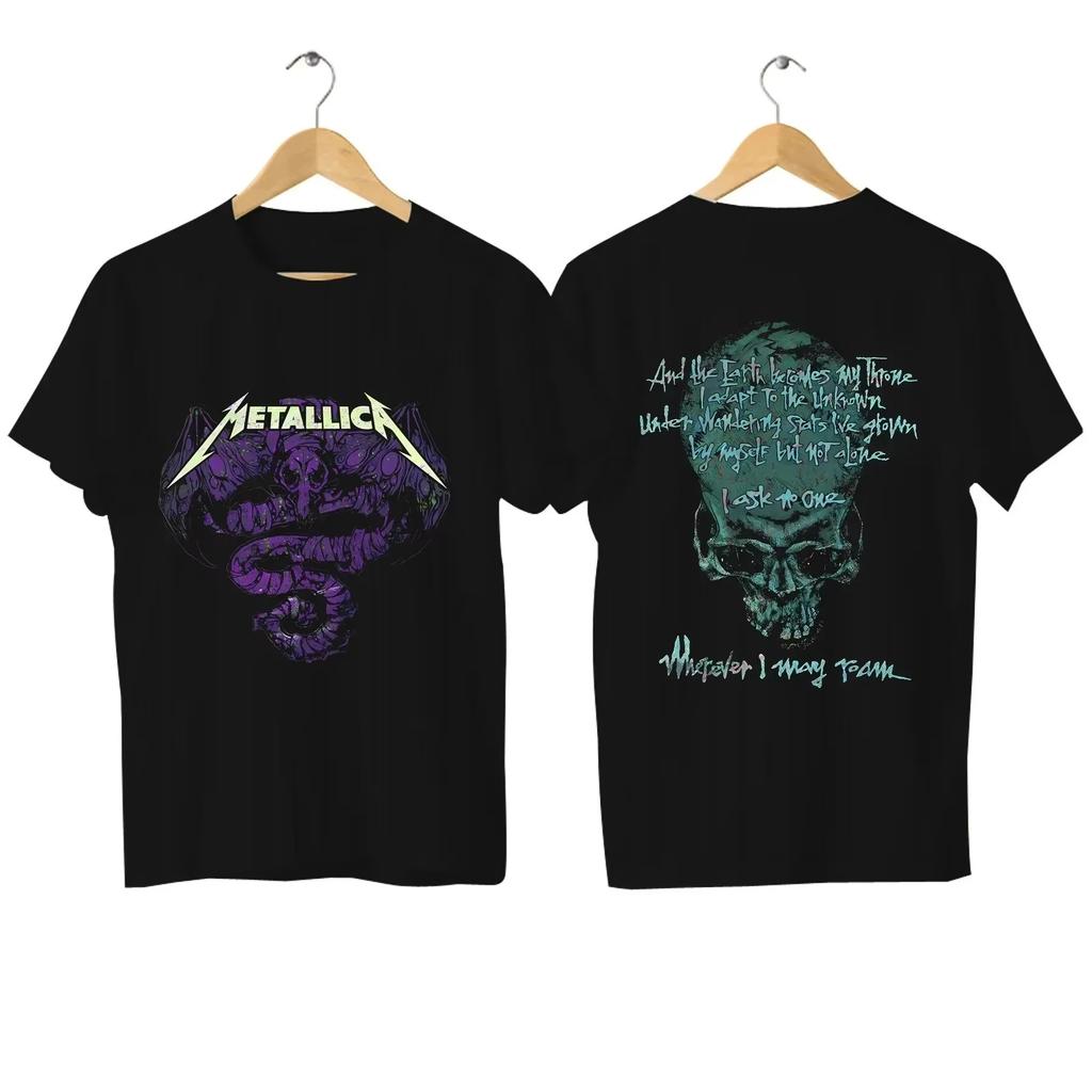Camiseta de Algodón para Hombre y Mujer Rock Band Metallica Gráficos de Álbum 2026 Nuevo Verano Primavera Mujer Oversize Hiphop Y2k Moda Camiseta