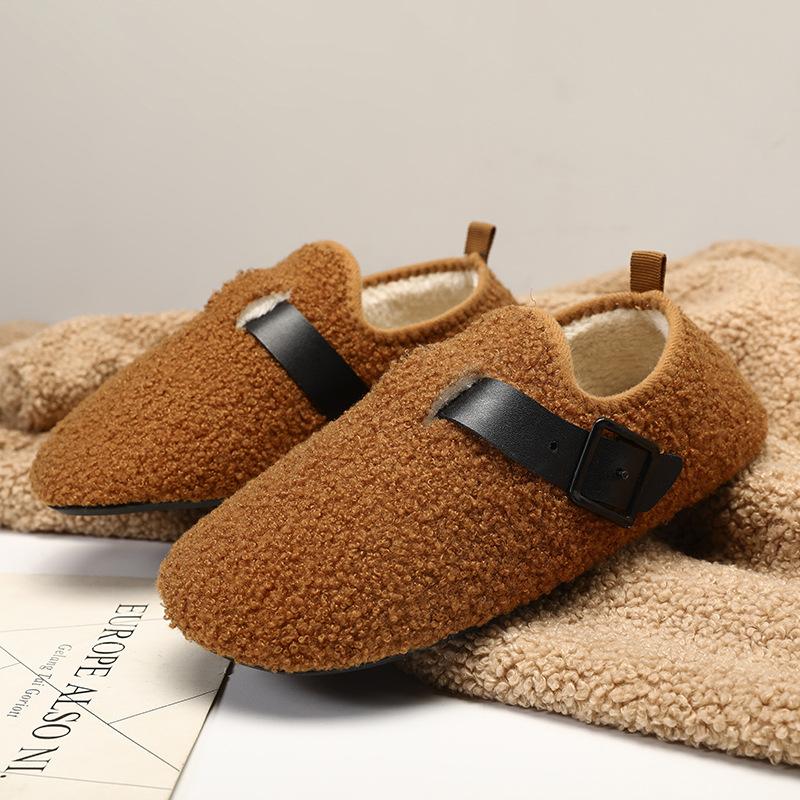 Neue Lammwolle weichsohlige Baumwollschuhe lässig Outdoor gefüttert verdickt warm Mütze Schuhe flauschige Schuhe