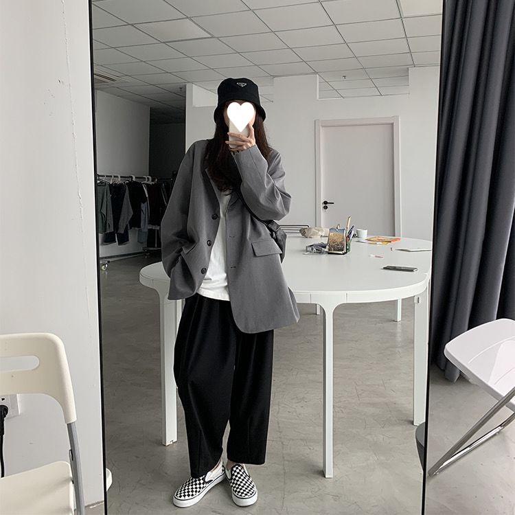 2021 Women's Autumn Loose Fit Korean Style Casual Suit Jacket