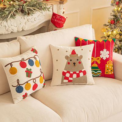 Nuova Federa Cuscino Trapuntata di Natale Decorazione Festiva di Capodanno Federa Cuscino per Camera da Letto Cuscino da Spinta per Camera da Letto Decorazione d'Ambiente