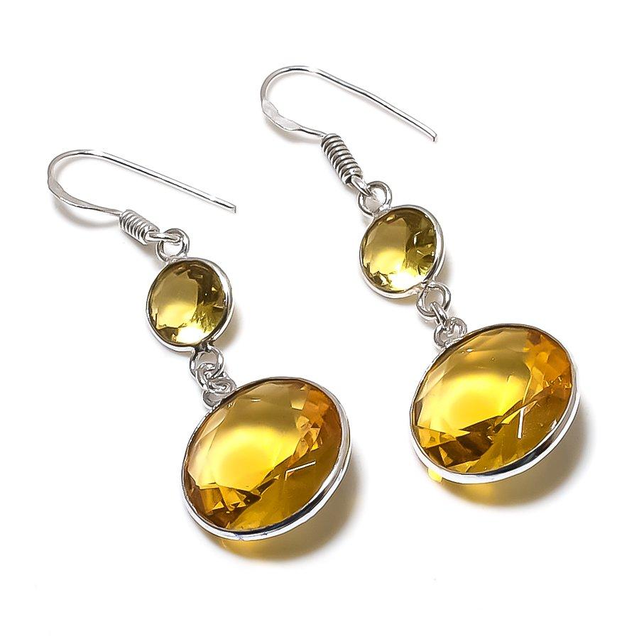 

Natural Citrine Gemstone Handmade 925 Sterling Silver Jewelry Earring 2.05 O6A91