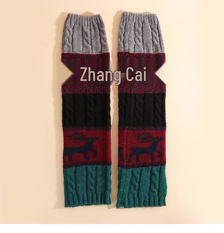 Reindeer Snowflake Knit Leg Warmers: Cozy Wool Knee Pads & Scrunch Socks for Autumn/Winter