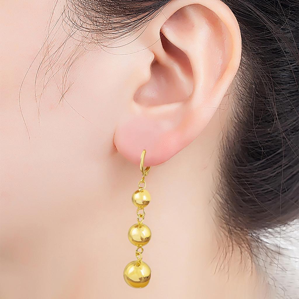 Nidin High Quality Copper Shiny Round Ball Drop Earrings For Women Female Daily Party 2 Colors Choice Ear Jewelry Accessories