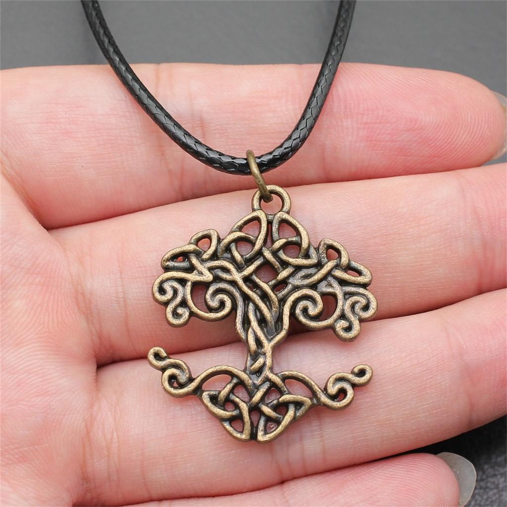 

Колье 45 см Кожаная цепочка Большое Дерево Жизни Дерево Винтажная фурнитура QN081 A13-1pcs-32x27mm