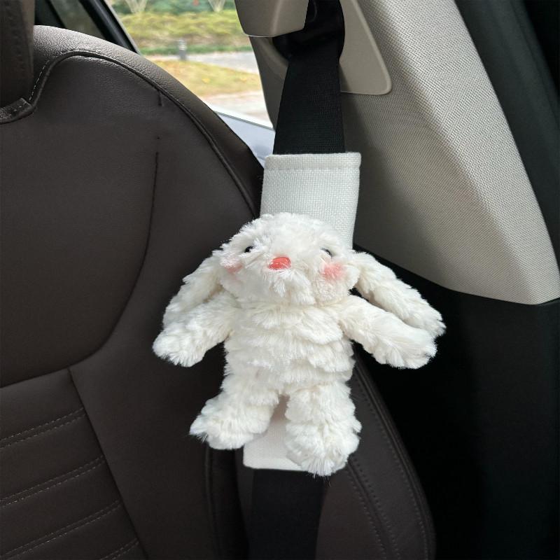 

Red Green And Scarf Dangling Ear Rabbit White Ice Silk Shoulder Cover Plush Car StyleH