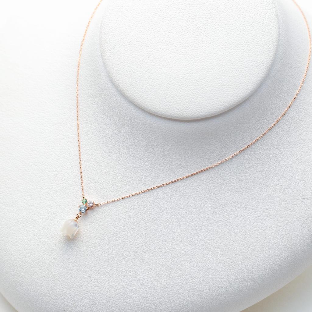 Official Necklace K10 Pink Gold May Birth Flower Lily of the Valley [Bloom] Women's 0351-0987-0041-0000