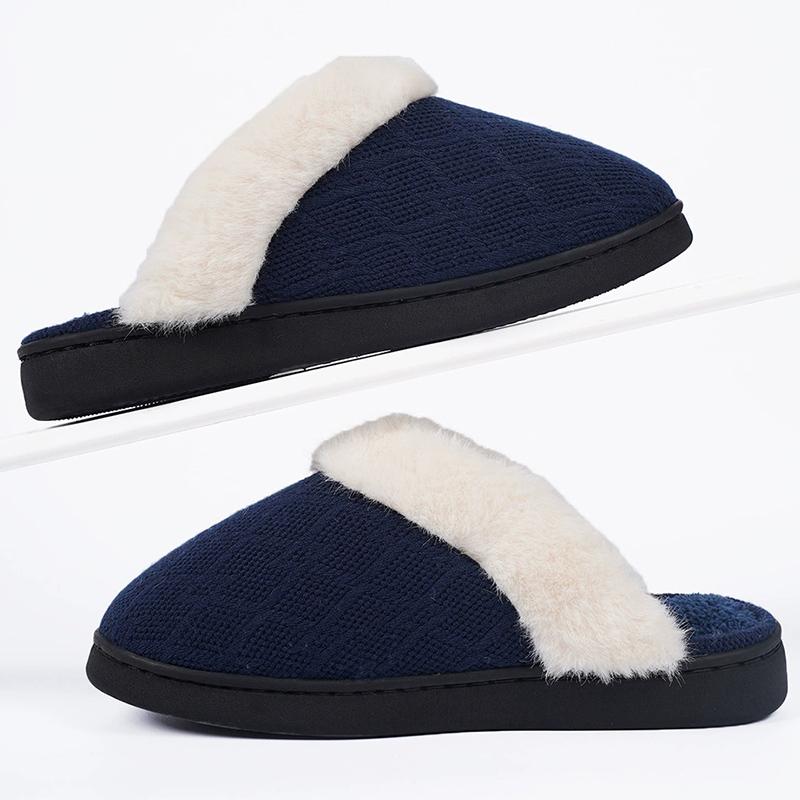 Fashion Slip On Platform Fur Slippers for Women Fashion Mix Color Furry House Cotton Slides Woman Light Non Slip Cotton Slippers Female