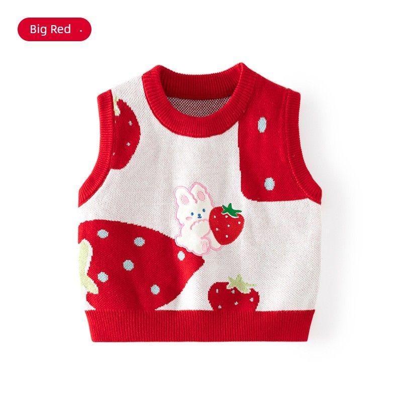 Cute Spring and Autumn Bunny Girl Combed Cotton Sweater