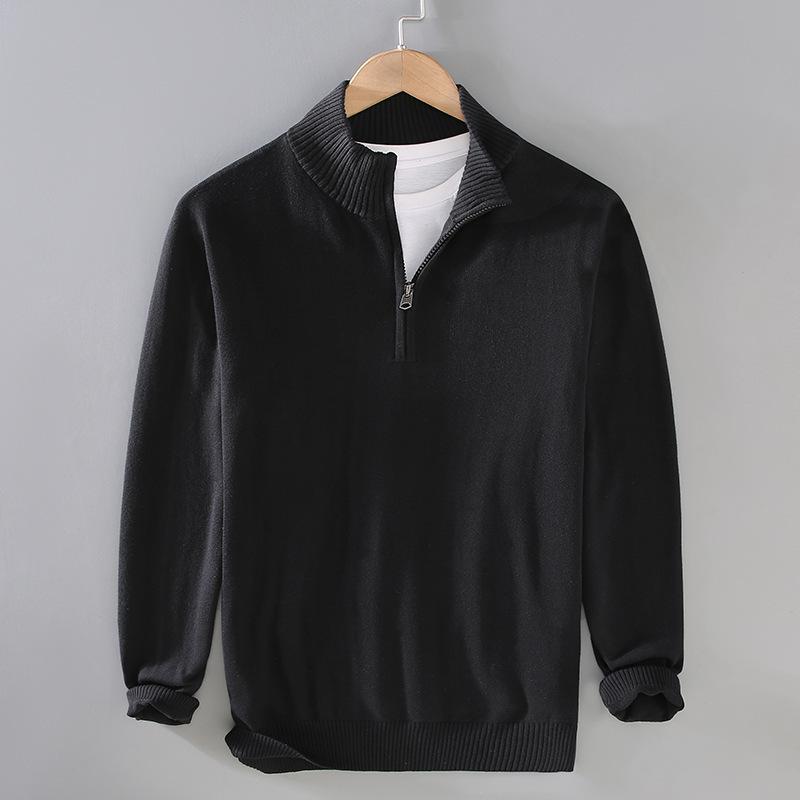 Men S Plus Size Long Sleeve Half Zip Turtleneck Casual Knit Sweater
