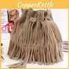 Solid Color Tassels Simple Style Pu Water Bucket Bag Drawstring Closure Travel