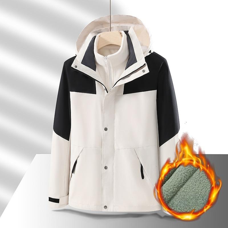 Outdoor Jacket Autumn and Winter Three-in-one Removable Fleece Liner Plus Velvet Thickened Waterproof Jacket