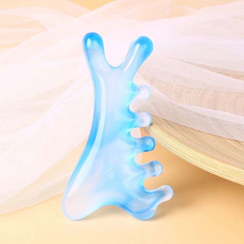 Resin Multifunctional Four-in-One Gua Sha and Massage Comb - Sandalwood Facial and Head Therapy Tool