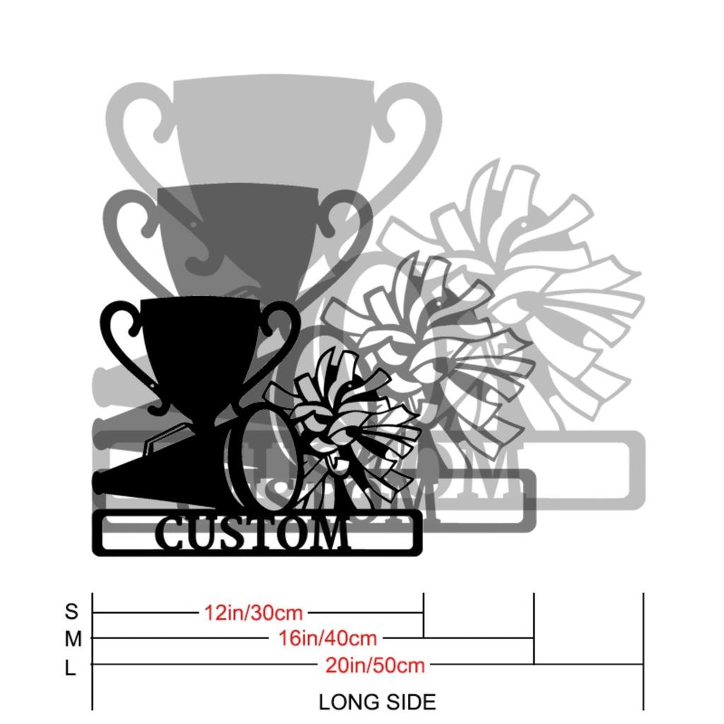 Personalized Cheerleader Metal Sign Trophy Pom Pom Megaphone Design Wall Decor Gift For Sports Fans