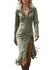 Western Cowboy Suede Tassel Long Sleeve Slim Dress